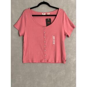Levi's Ribbed Top Women's 1X Short Sleeve  Pink NEW
